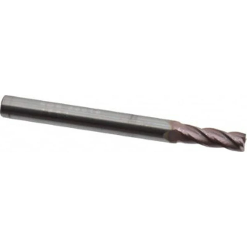KYOCERA SGS 5/32, 1/2 LOC, 3/16 Shank Diam, 2 OAL, 4 Flute, Solid Carbide Square End Mill Single End, TiCN Finish, Sp...